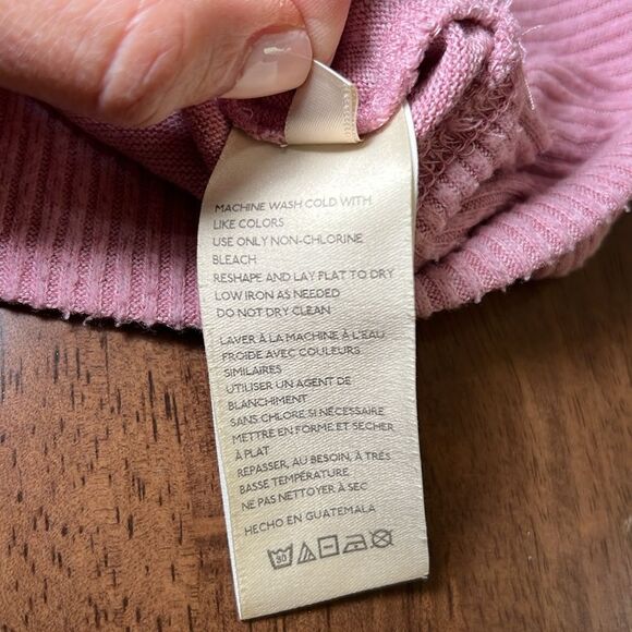 Anthropologie XL Faux Wrap Sweater Long Sleeve Blouson Cozy Dusted Pink feminine - Picture 9 of 10